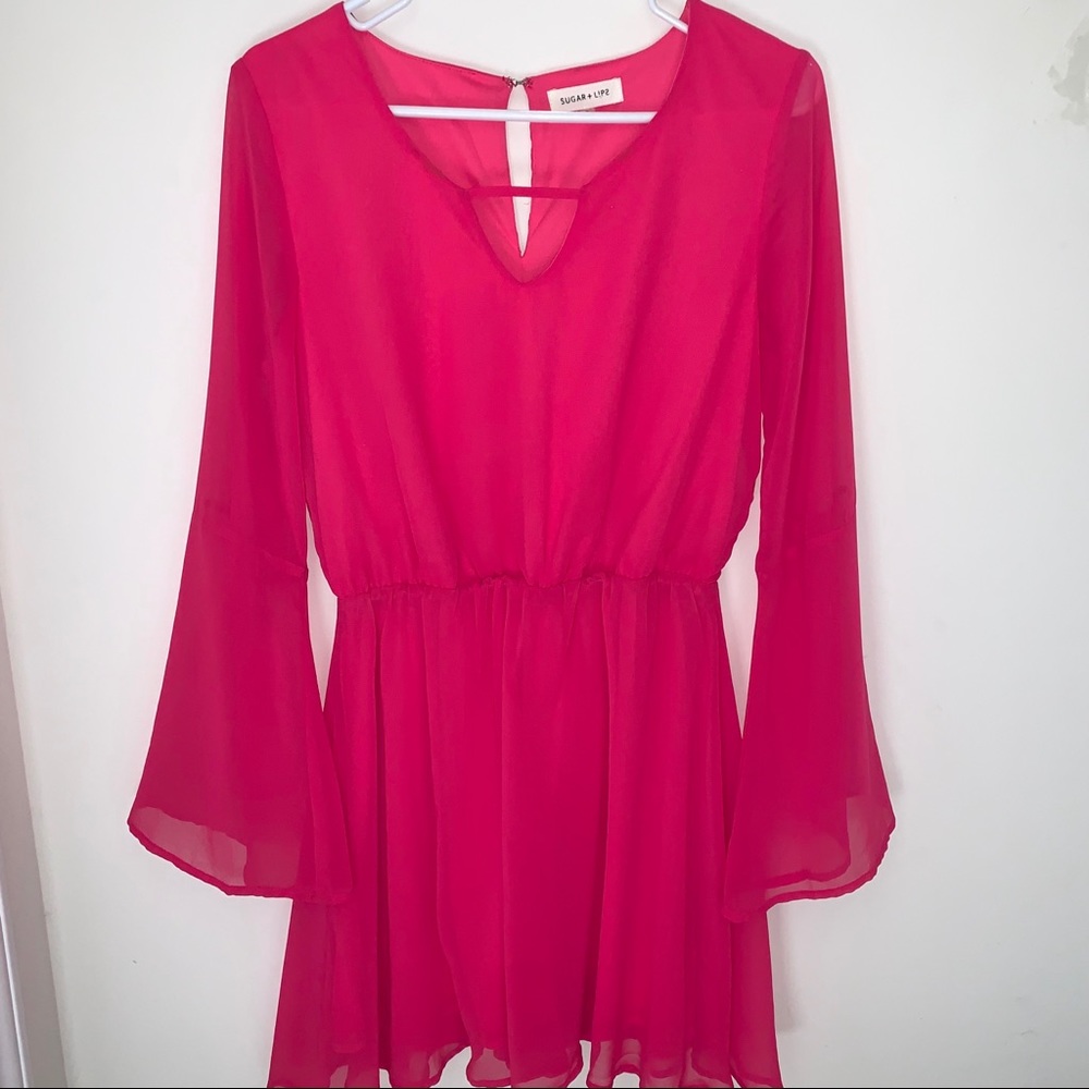 Sugarlips Long Sleeve Hot Pink Dress